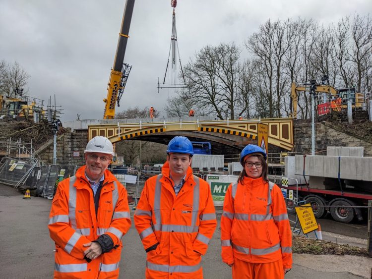 Jim Gabbat Network Rail (L) Robert Largan MP (C) Jodie Garner-Jones (Network Rail)