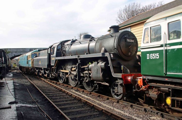 76084 arrives Swanage station Friday 17 March 2023 ANDREW PM WRIGHT