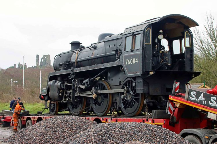 76084 arrives on Swanage Railway at Norden Friday 17 March 2023 ANDREW PM WRIGHT