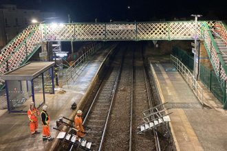 Cumbrian coast: Historic Harrington station footbridge restored