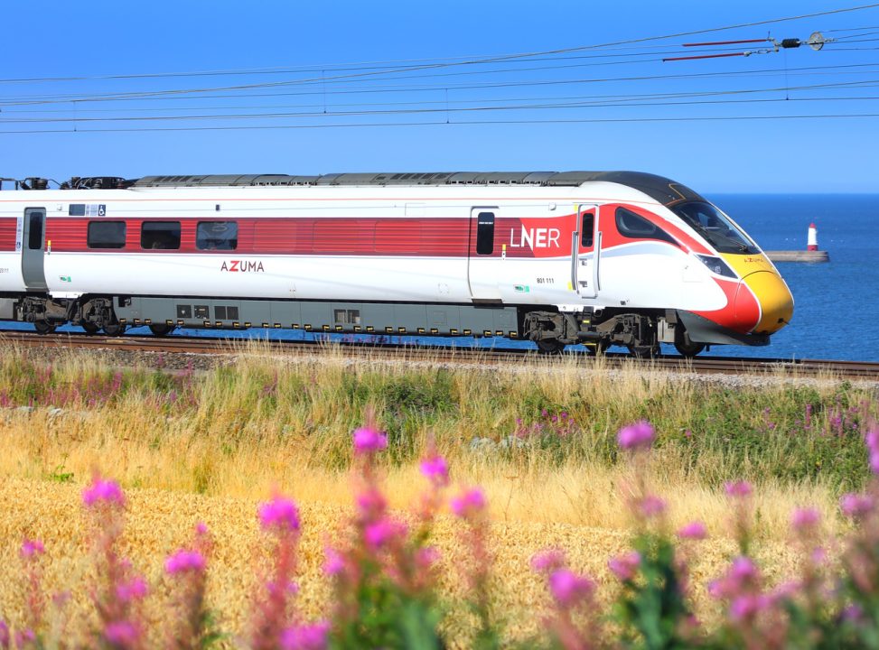 LNER Azuma train Northumberland coastline