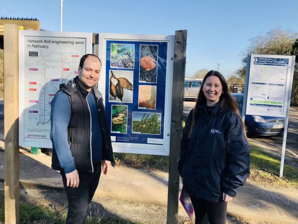 Nathan Dodd, Battlesbridge adopter with Danielle Carbott, Wilder Communities Manager for Essex Wildlife Trust.