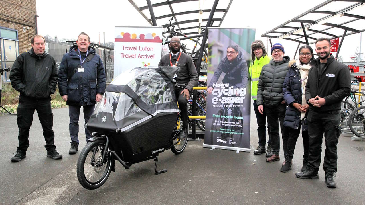 Thameslink station manager Hilton Matareke on bike