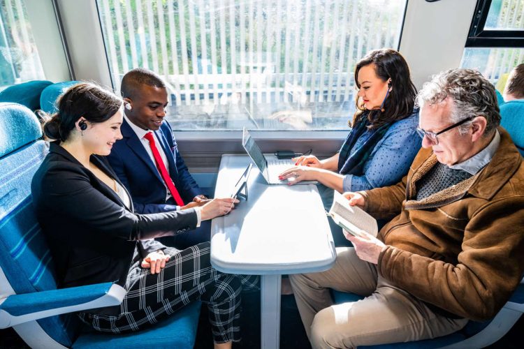 Passengers on Electrostar train