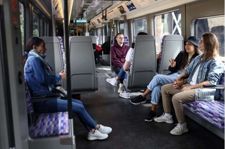 Inside a Elizabeth Line train