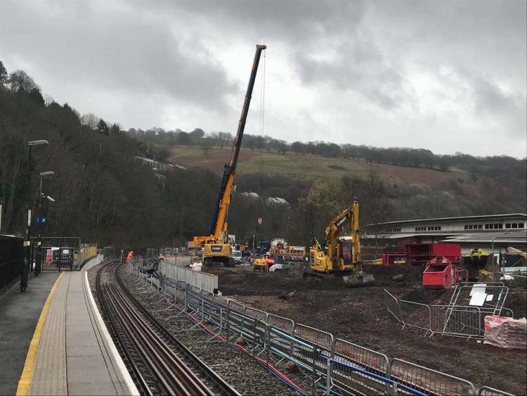 Llanhilleth crane on railway landscape