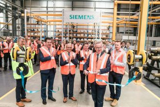 Siemens Yorkshire rail village components facility opened by Michael Gove