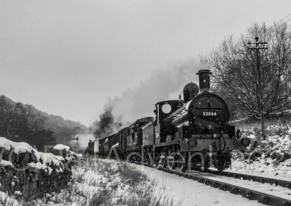 52044 departing Damems on the Keighley and Worth Valley Railway during their 2023 Spring Steam Gala