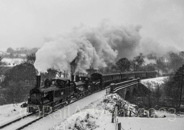 1054 and 52044 at Mytholmes on the Keighley and Worth Valley Railway