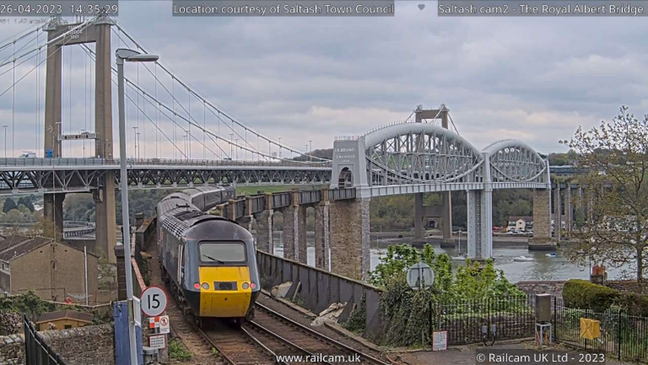 Railcam at Saltash with Royal Albert Bridge