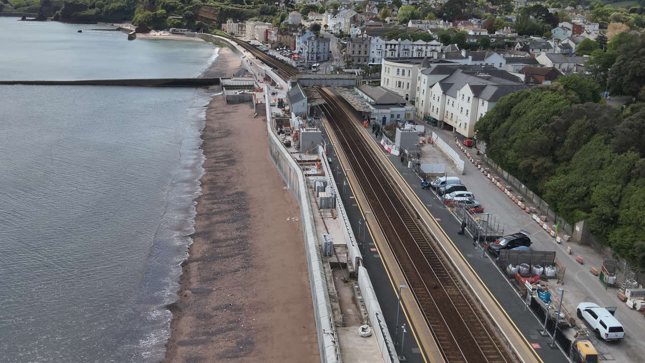 Dawlish station and the sea wall