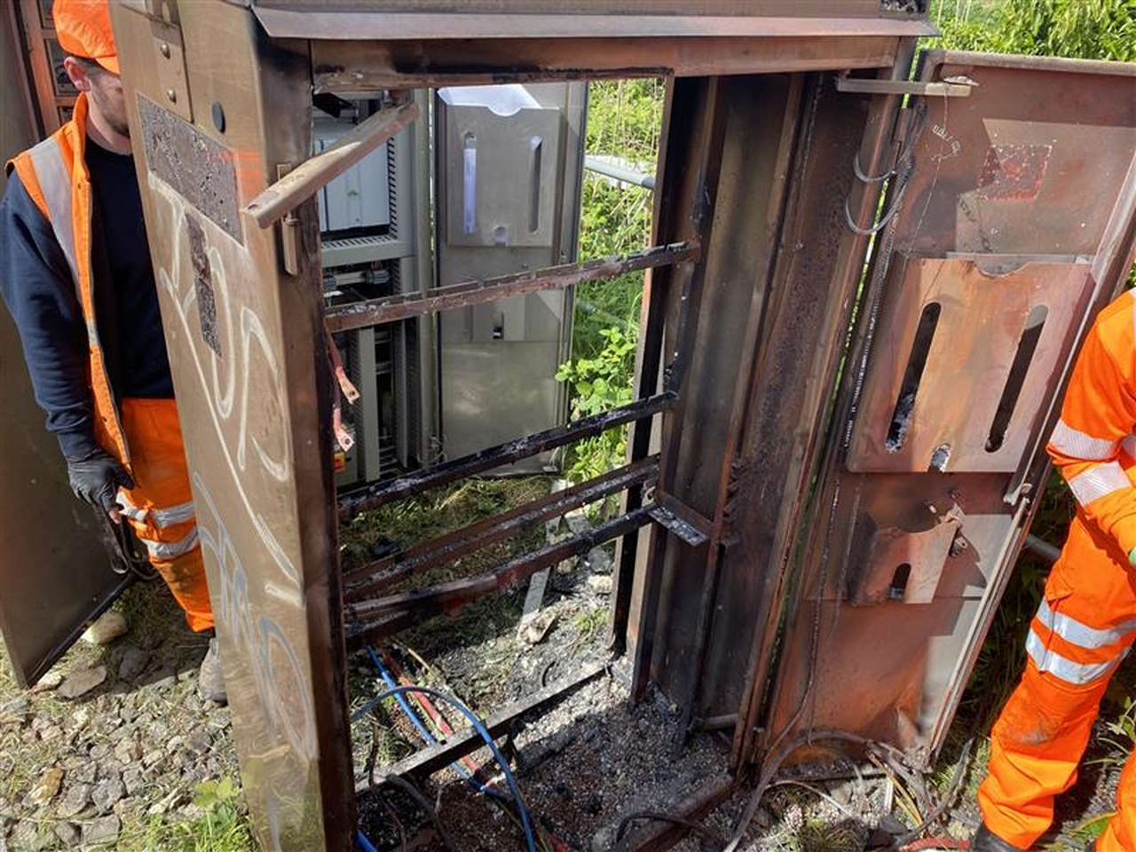 Fire damage to signalling cabinet Marshfield