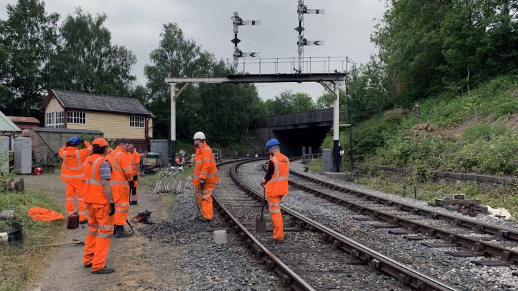 Network Rail volunteers about to start work on East Lancashire Railway