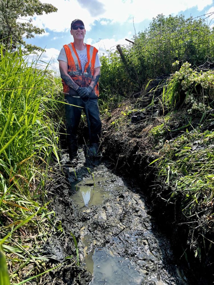 Water running again down the canal feeder channel after clearance