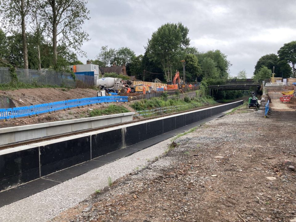 Pineapple Road Station where platforms are under construction