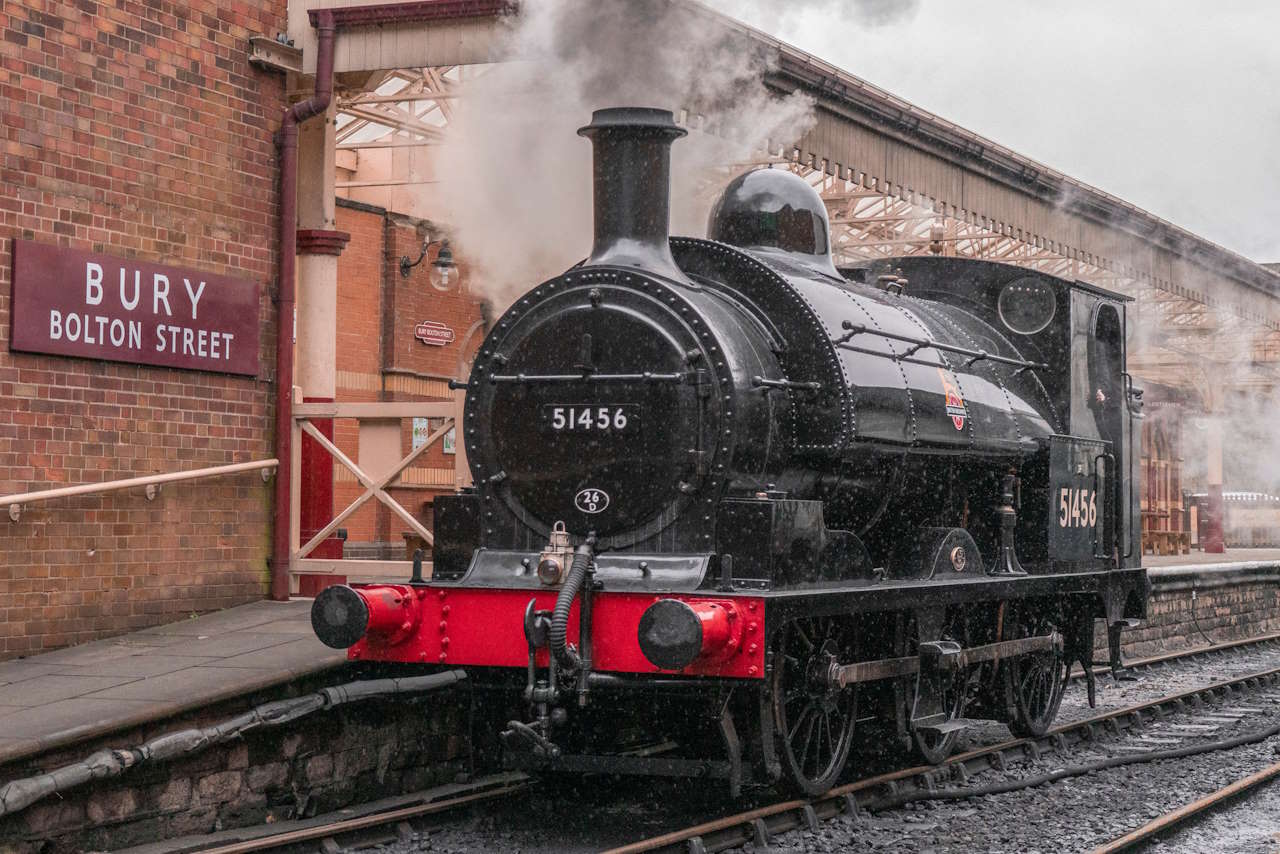 Steam train at Bury Bolton Street station