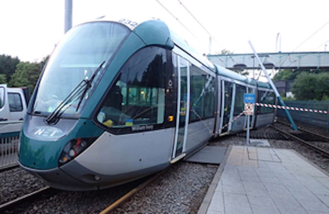 The tram following the derailment.