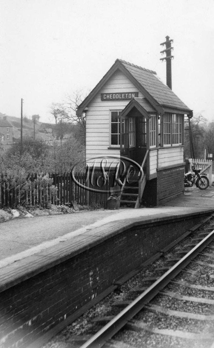 Historic view of Cheddleton signal box.