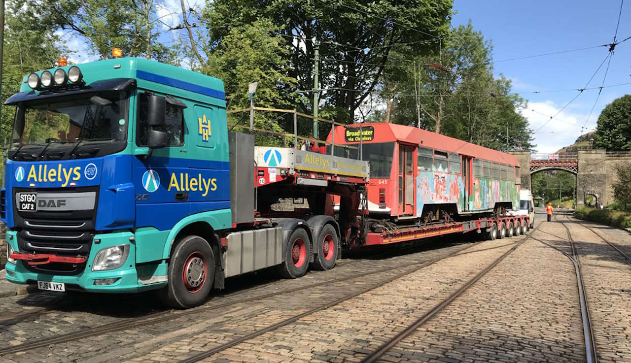 Blackpool Tram 645 arrives at Crich Tramway Village