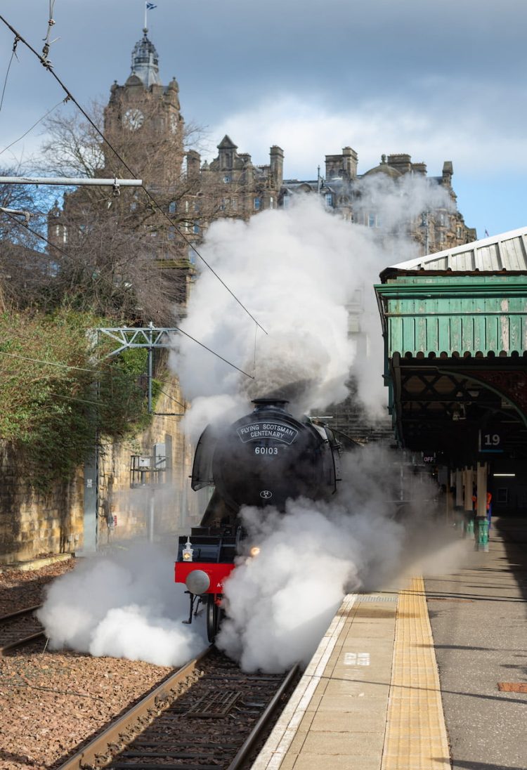 24/02/23 Waverley Station Edinburgh. Flying Scotsman at Waverley Station Edinburgh for the Centenary Celebrations of the iconic steam locomotive.