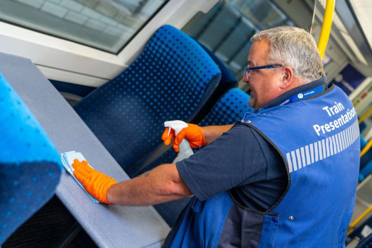 Image shows Train Presentation Operative on-board a Northern train