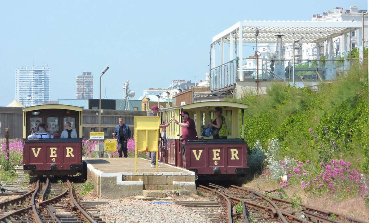 Volunteers at UK Power Networks pulled weeds at Volk’s Electric Railway in Brighton to keep heritage train trips on track this summer.