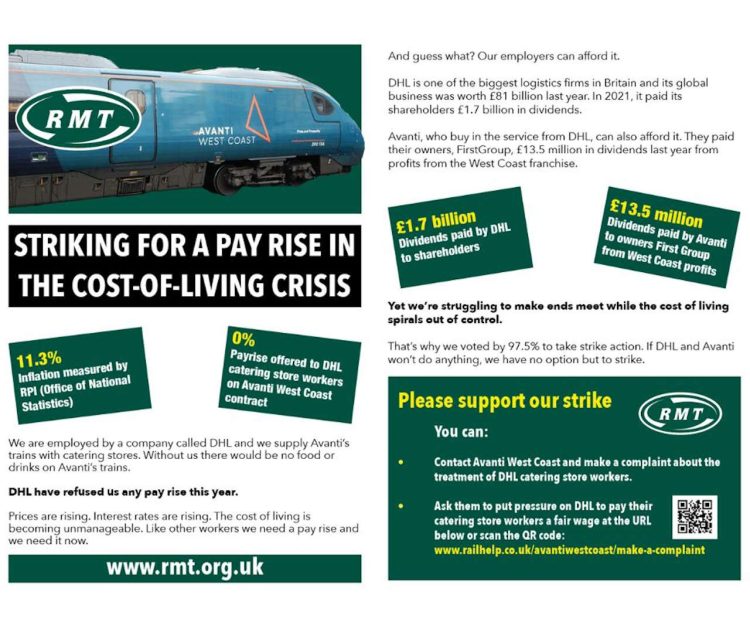 RMT leaflet on DHL strike