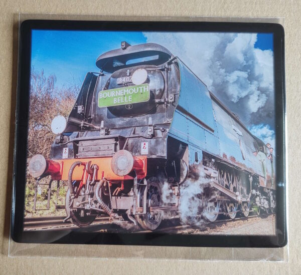 Steam locomotive mouse mat – 34072 257 Squadron departs Loughborough, Great Central Railway