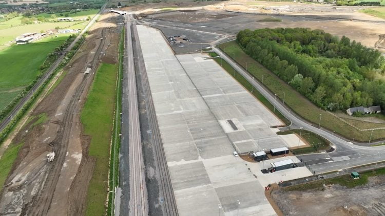 Location of containers storage at the new Northampton rail freight terminal // Credit: Network Rail