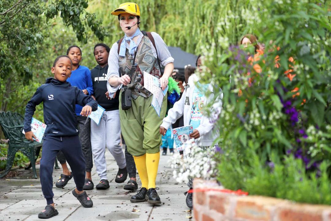 Children enjoy story trail around Stoke-on-Trent accompanied by characters from Duck Bills' Great Railway Adventure // Credit: Adam Fradgley