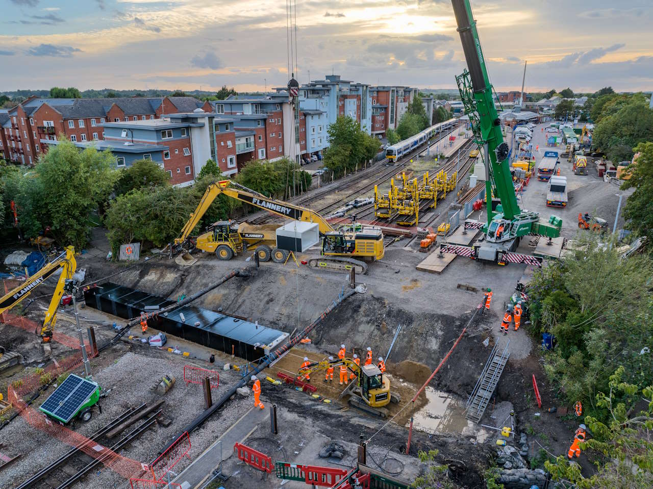 Drone shot showing new culvert being built in Aylesbury