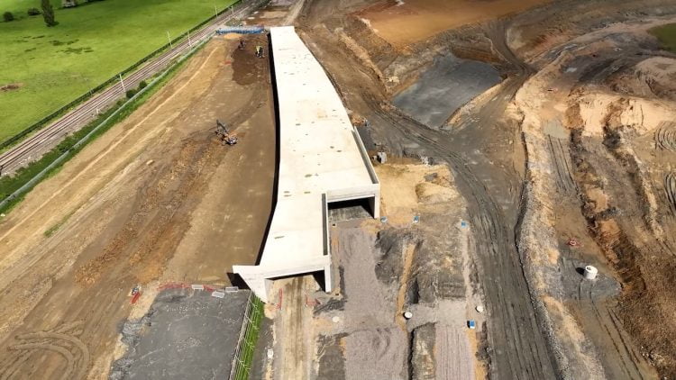 Freight trains will enter the Northampton terminal through this concrete tunnel