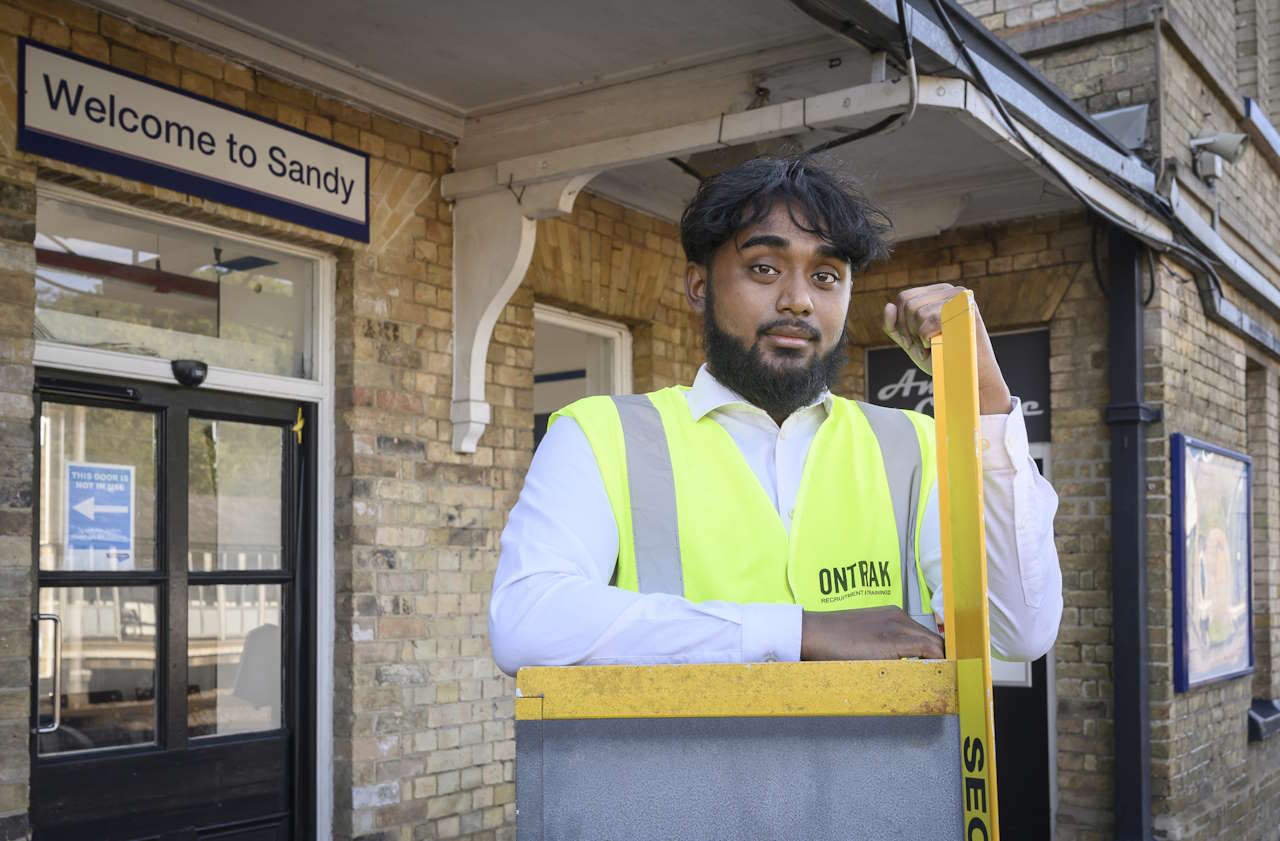 Jahead Hussain at Sandy railway station, ready to assist