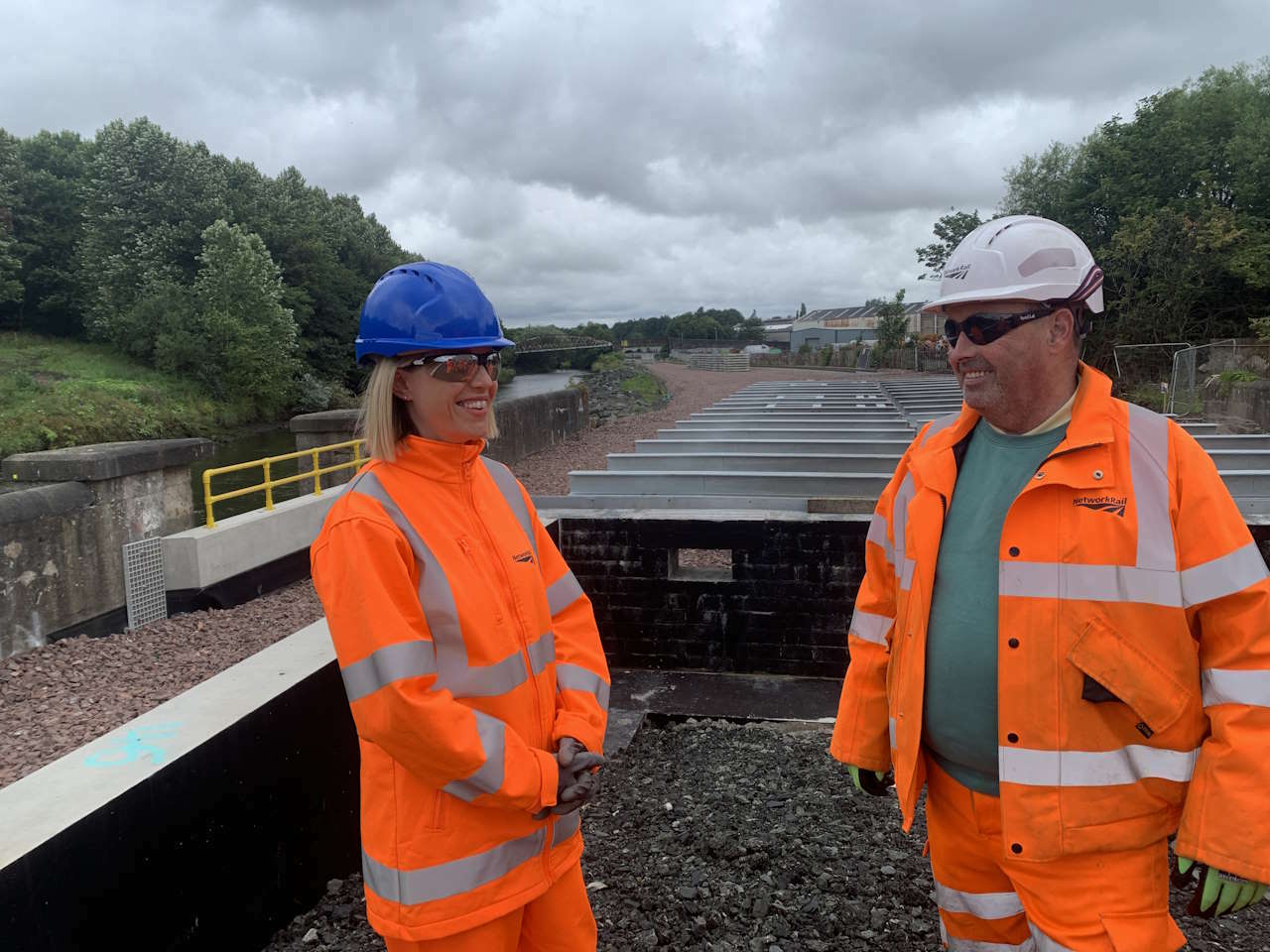 Jenny Gilruth MSP and Joe Mulvenna on new Leven station platform