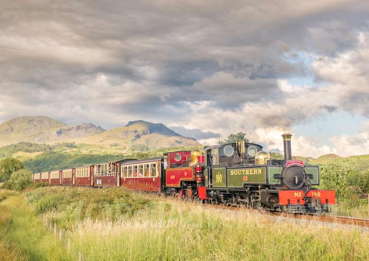 Lyd and Russell head for Pont Croesor on the Welsh Highland Railway