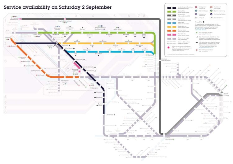 Service availability on Saturday 2 September