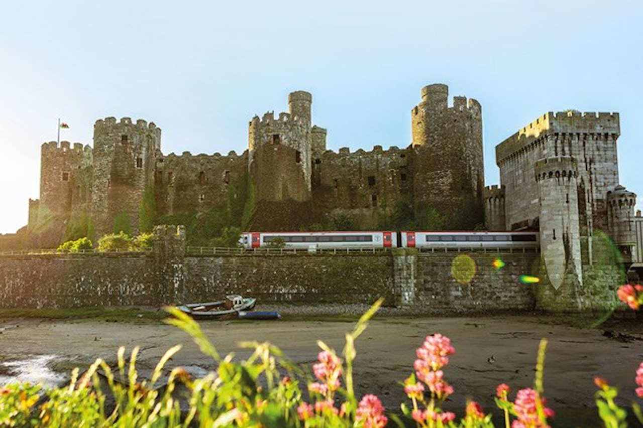 Train at Conwy Castle