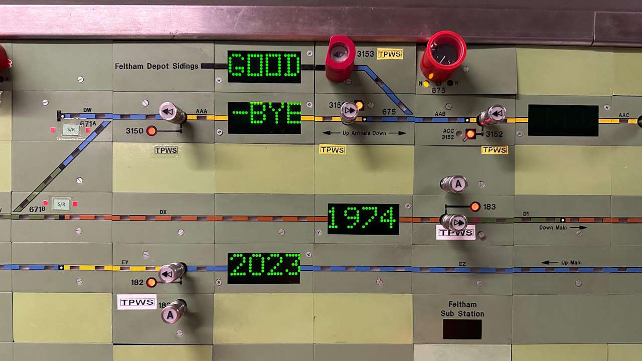 Panel at Feltham Area Signalling Centre