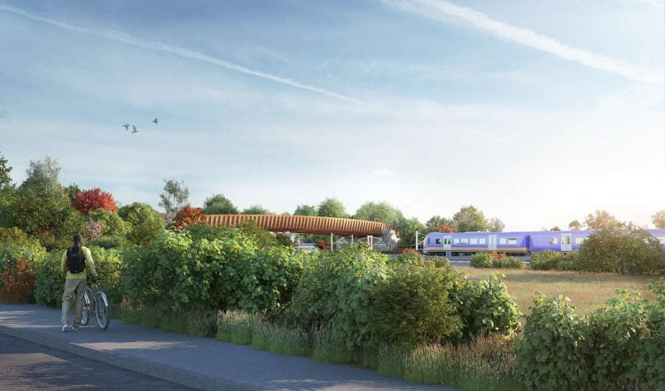 View of Aston Church Road Overbridge showing the rich vegetation that will surround the area