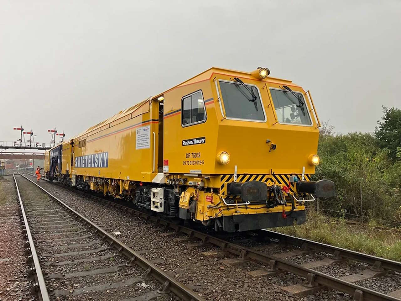 Plasser & Theurer Dynamic Tamper DR 75012 at Kidderminster on 2 October 2023.