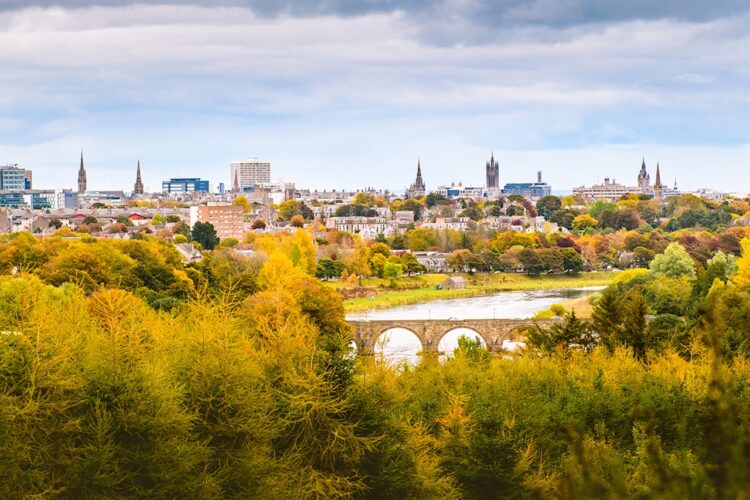 Spires of Aberdeen from Tollohill