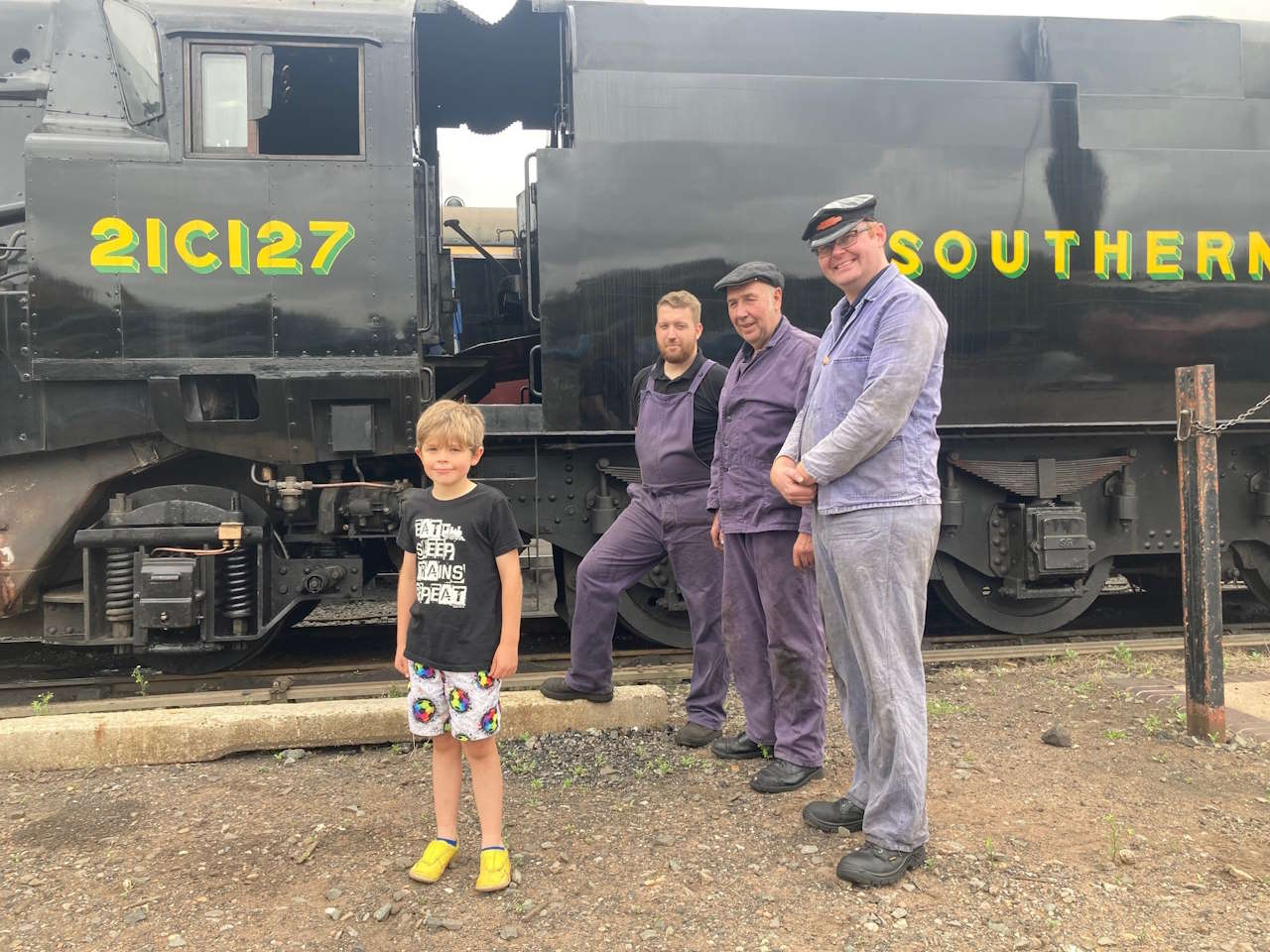 Alfie with SVR volunteers Kieran Chadney, Alan Garbett, Steve Chandler.