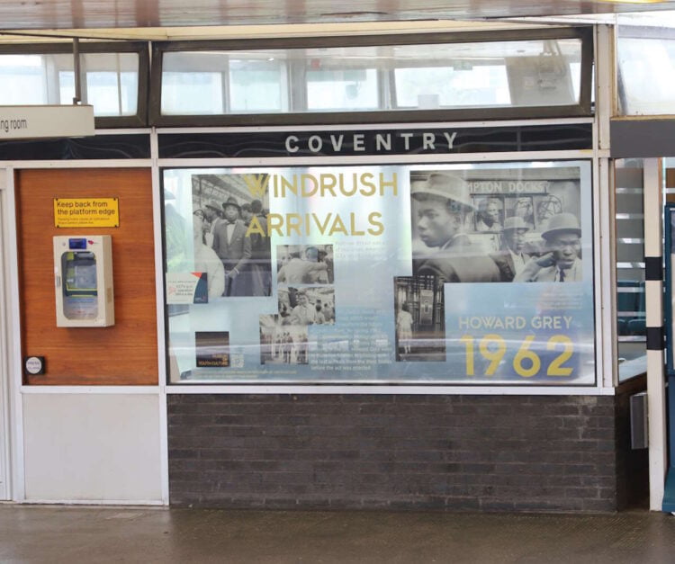 Coventry Station Windrush Display - platform