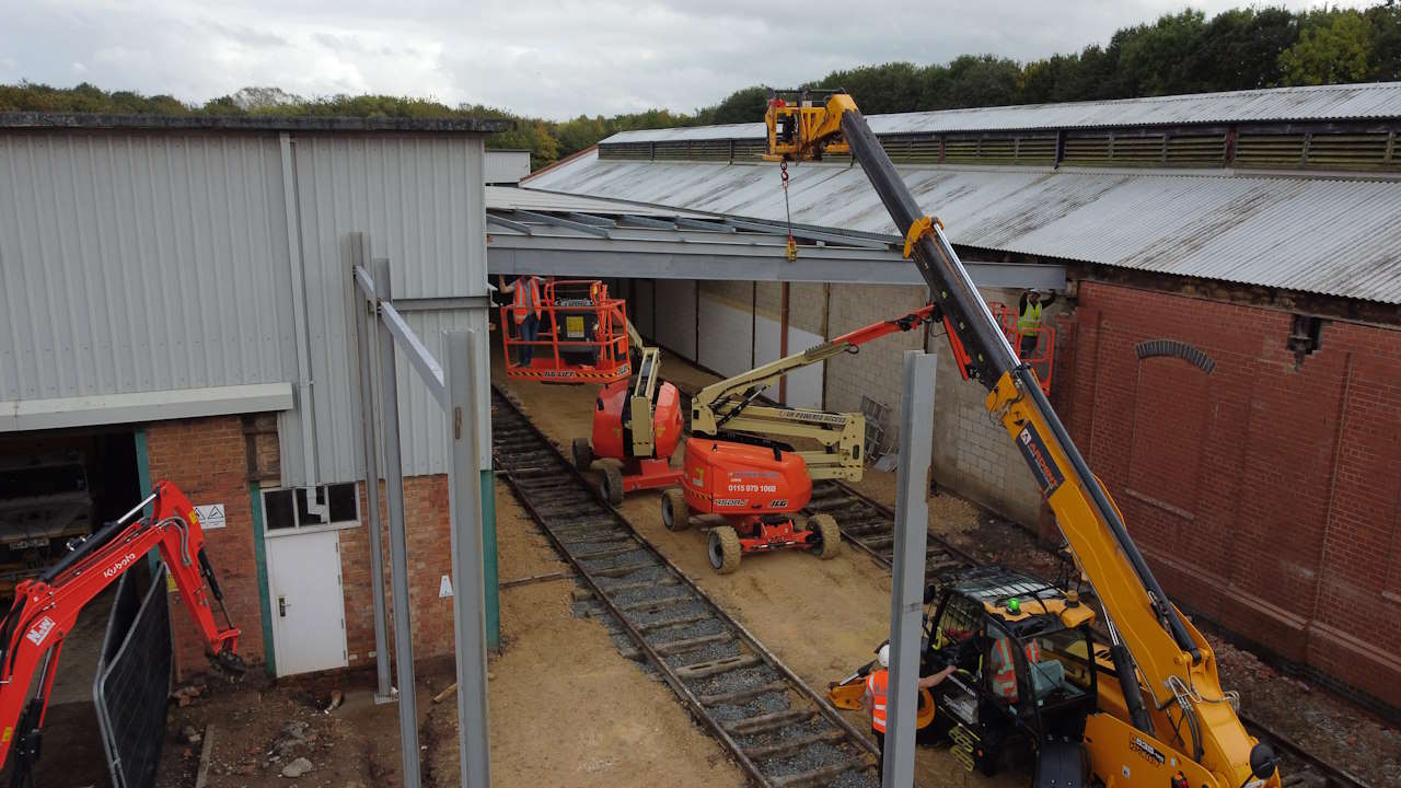 Great Central (Nottingham) new carriage shed takes place at Nottingham Transport Heritage Centre October 19th 2023