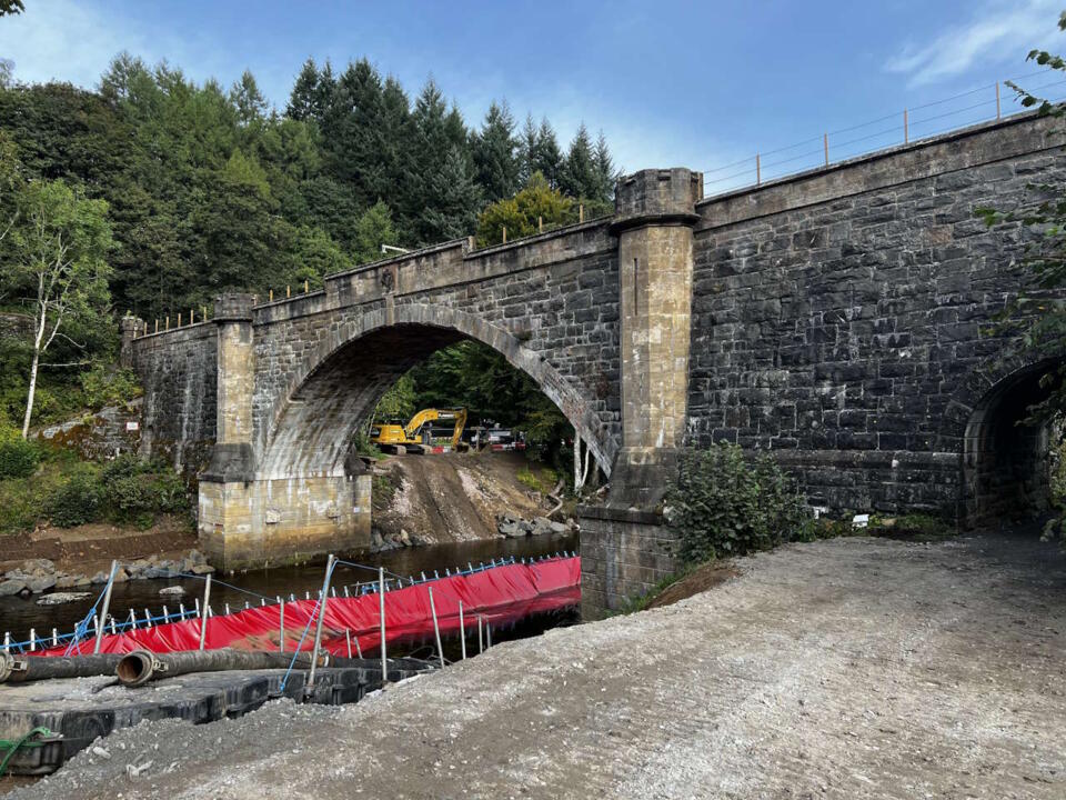 Inver viaduct, Dunkeld, Highland Main Line - scour protection works complete