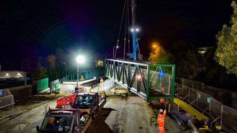 Temporary footbridge at Glasgow’s Shields Road