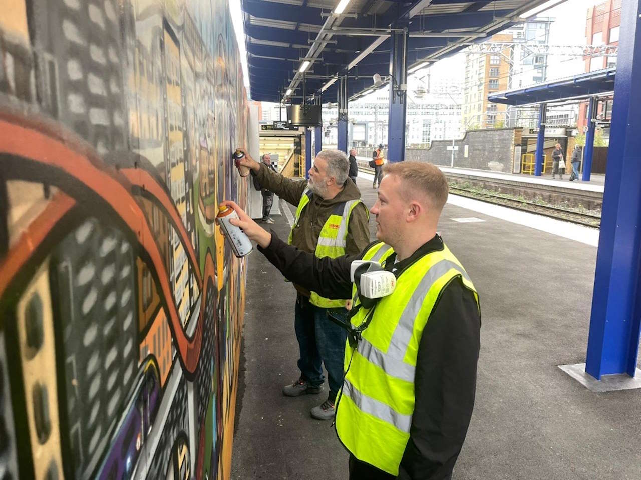 This images shows the mural at Salford Central