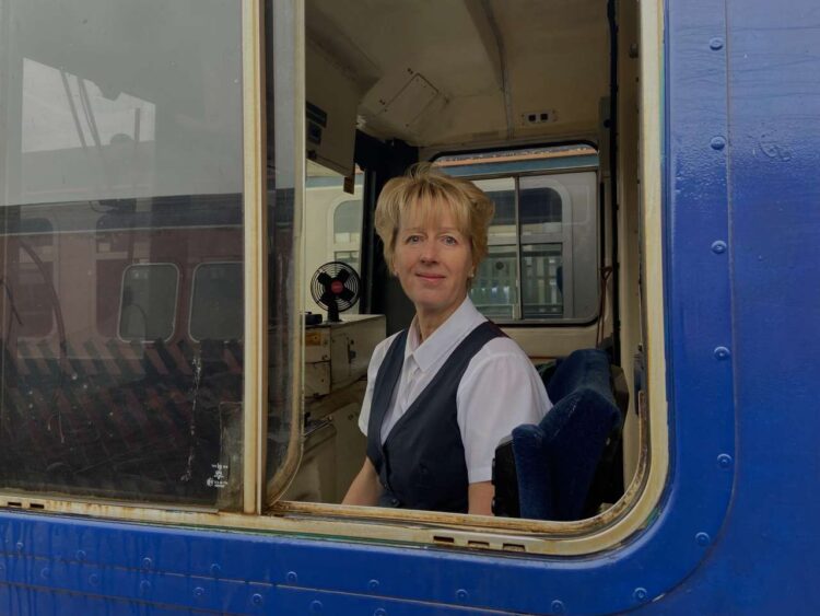 Sue in the driver's cab 