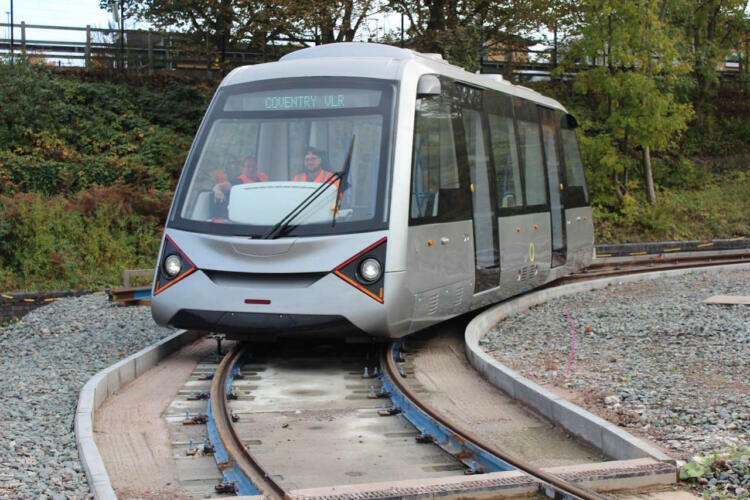 Coventry Light Rail Train undergoing testing