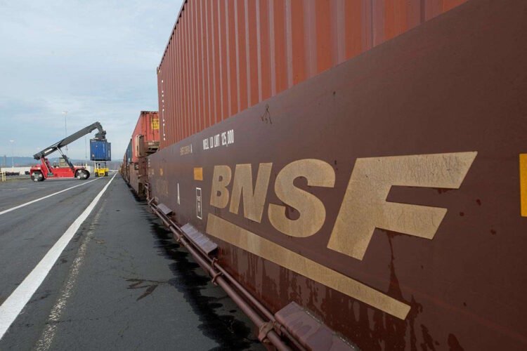 Container loaded on a BNSF train. Credit: // BNSF